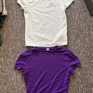 Pair of Purple and White T-Shirts